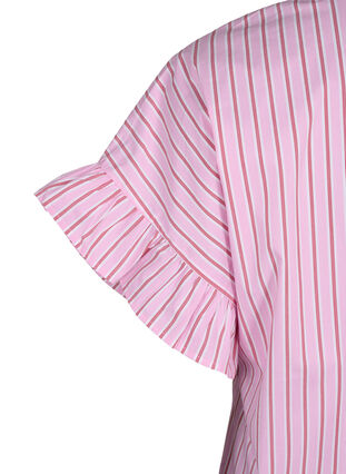 Gestreifte Bluse mit Schößchen- und Rüschendetails, Pink Red Stripe, Packshot image number 3