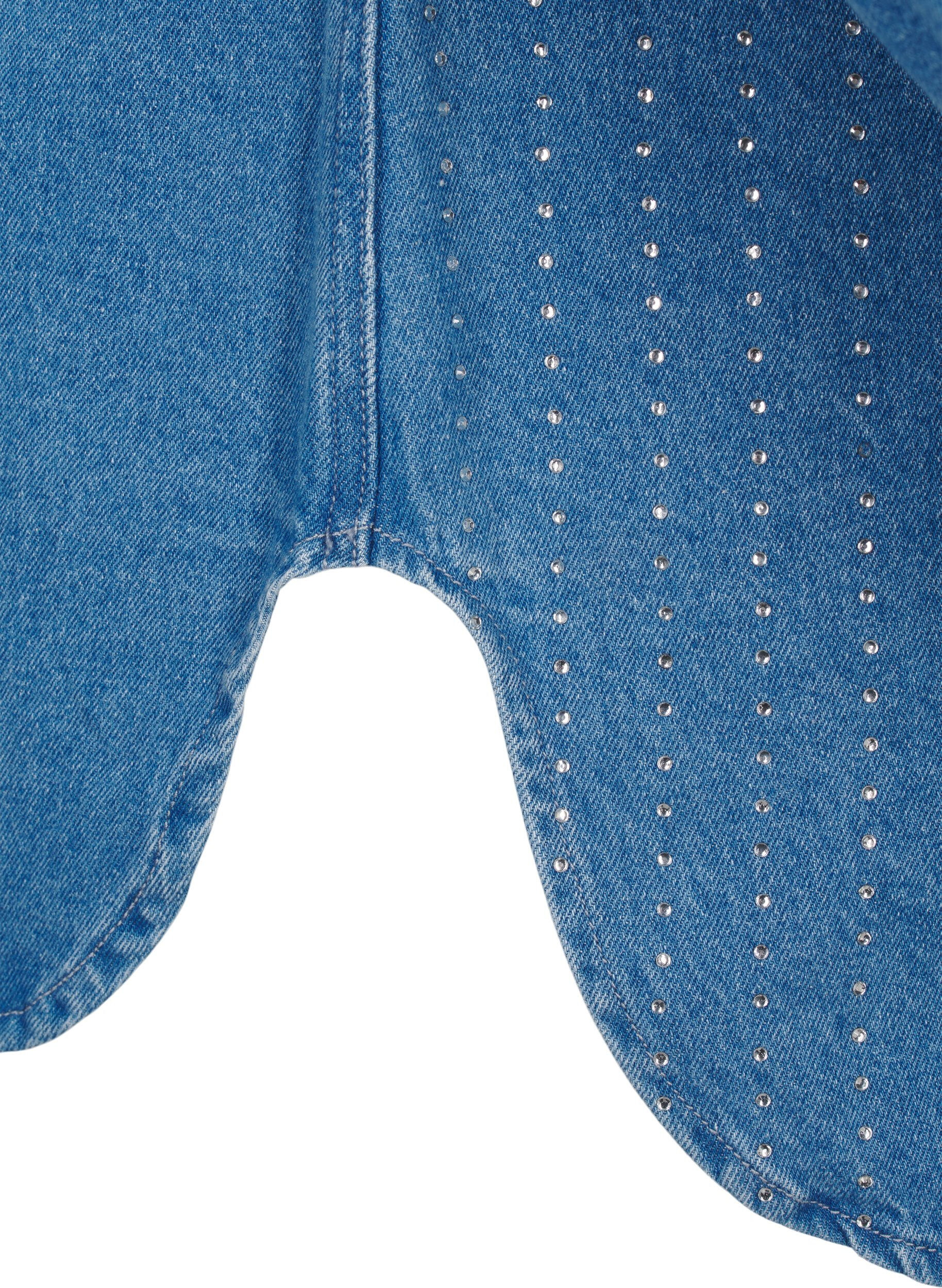 ZizziJeanshemd mit Strasssteinen, Light Blue Denim, Packshot image number 3