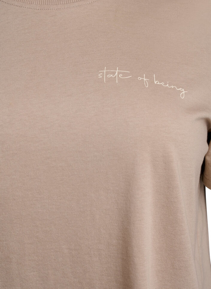 T-Shirt mit Textaufdruck und Rundhalsausschnitt, Braun, Packshot image number 2