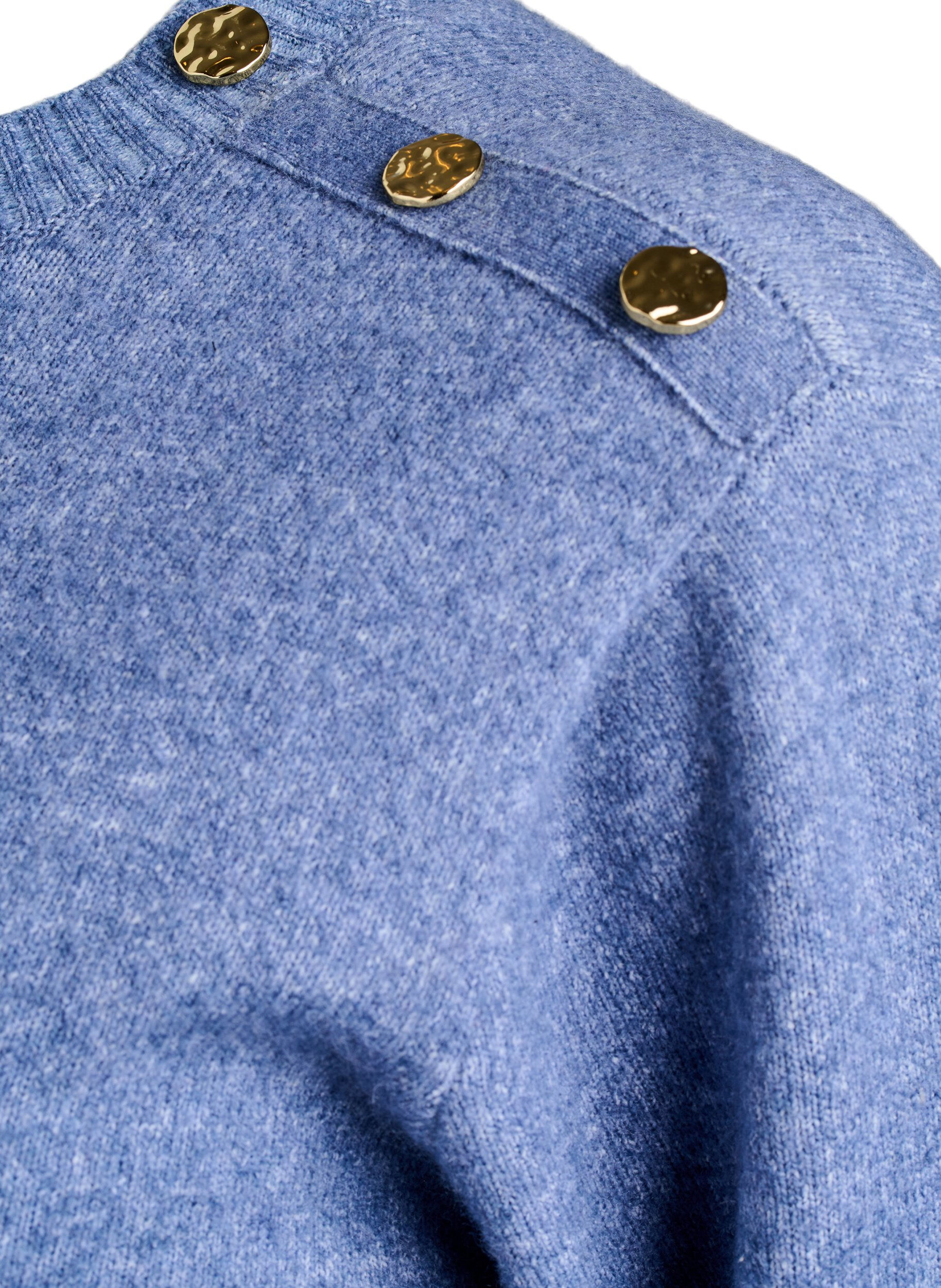 ZizziStrickbluse mit Knopfleiste, Blau, Packshot image number 3