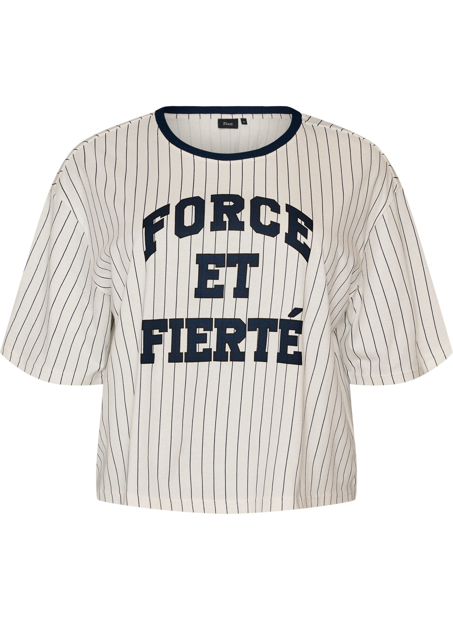 Boxy T-Shirt mit Streifen und Statement-Print