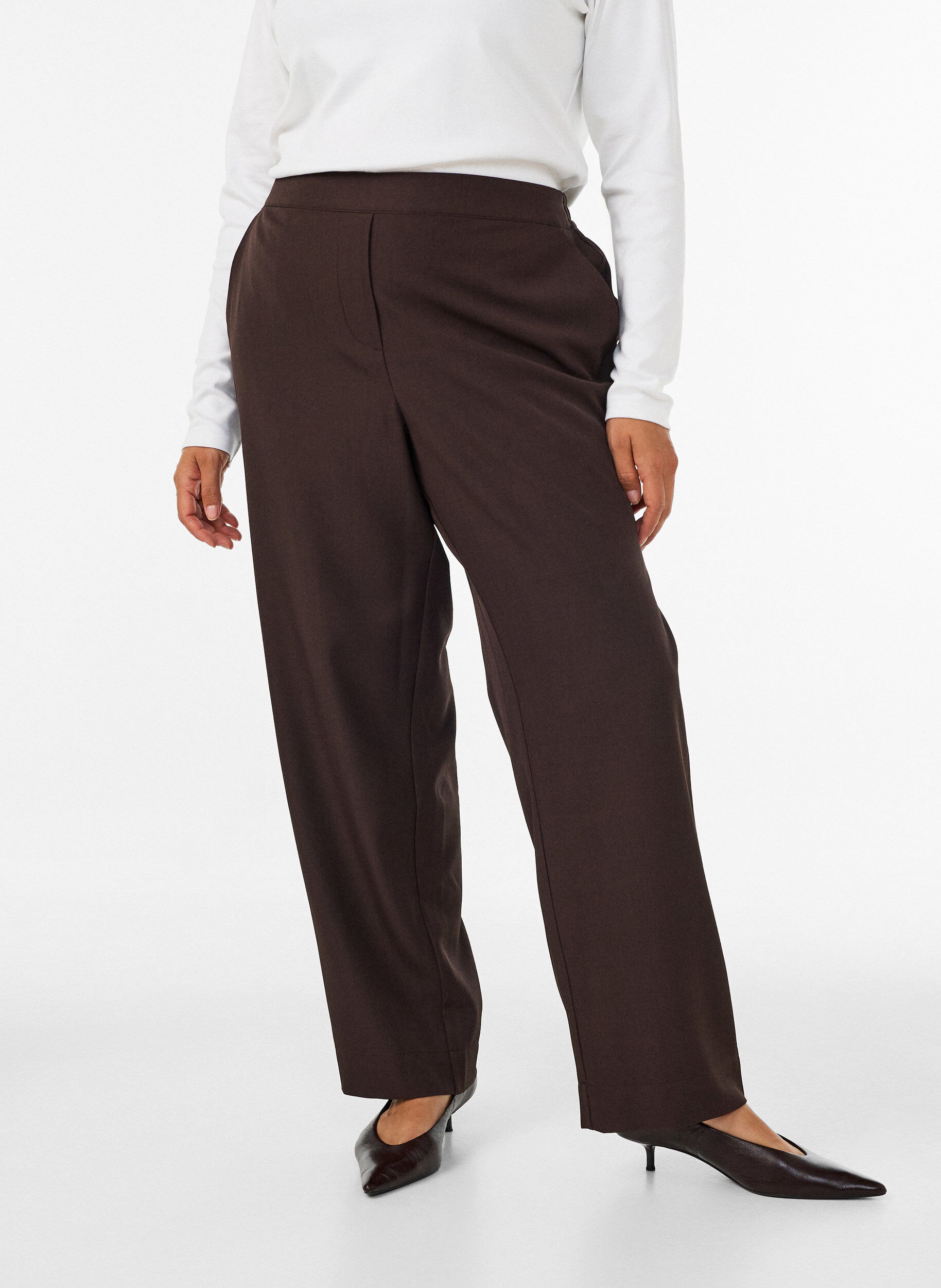 ZizziLockere Hose mit Taschen, Braun, Model image number 2