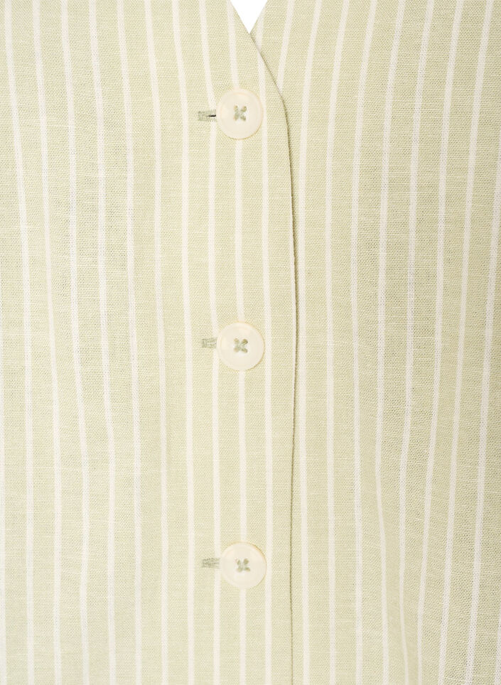 Gestreifte Weste aus Leinen und Viskose, Gr&uuml;n, Packshot image number 2