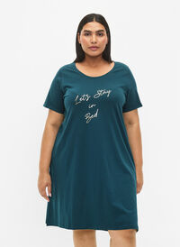 Kurzärmeliges Nachthemd aus Bio-Baumwolle, Deep Teal Lets, Model