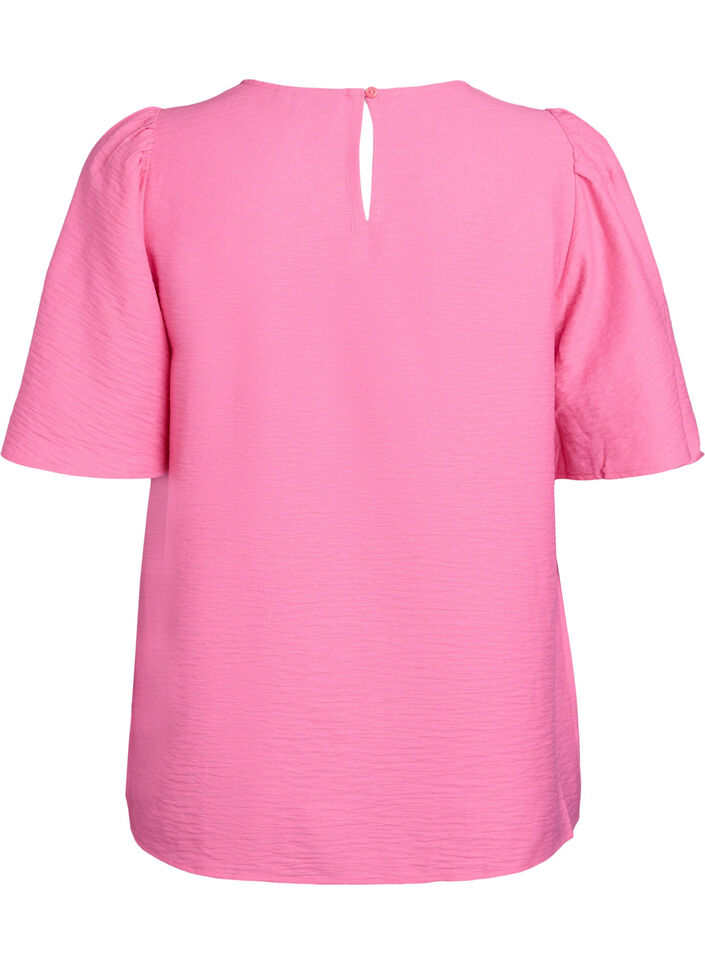 Bluse mit kurzen, weiten Ärmeln, Pink, Packshot image number 1