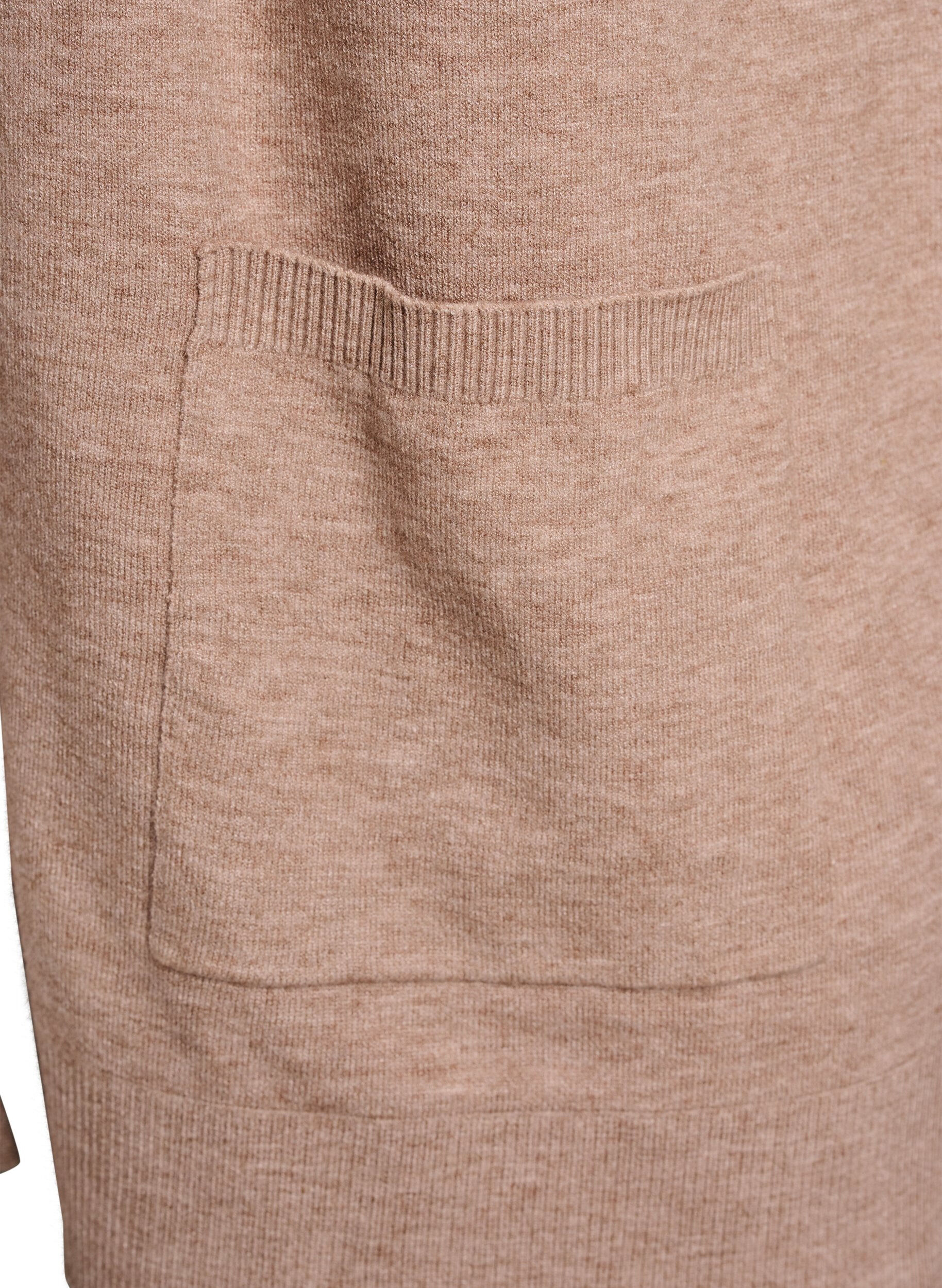 ZizziLange offene Strickjacke mit Taschen, Beige, Packshot image number 3