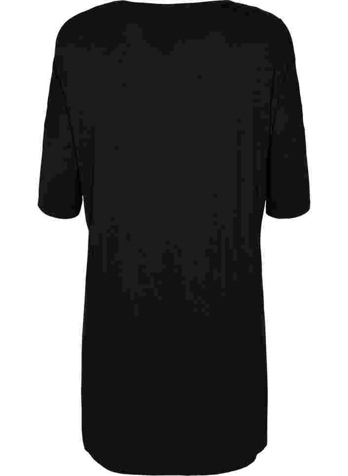 Jerseykleid aus Viskose mit 3/4 Ärmeln, Black, Packshot image number 1