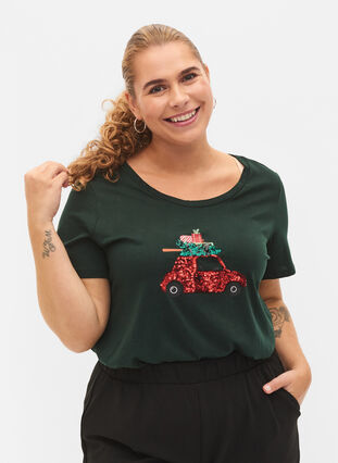 Weihnachts-T-Shirt aus Baumwolle, Scarab Car, Model image number 0