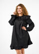 Jacquardkleid mit langen Ärmeln und Rüschen, Schwarz, Model image number 0