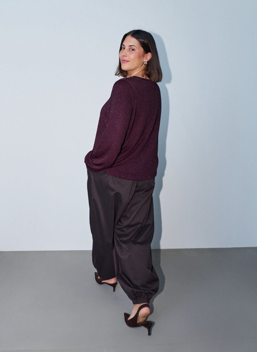 Bluse mit vertikaler Struktur und Glitzerfaden, Rot, Model image number 2