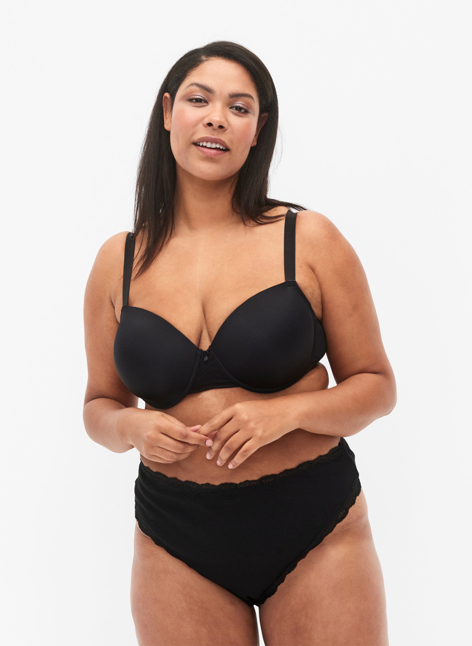 Zizzi3er-Pack Tangas aus Baumwolle, Black, Model image number 0
