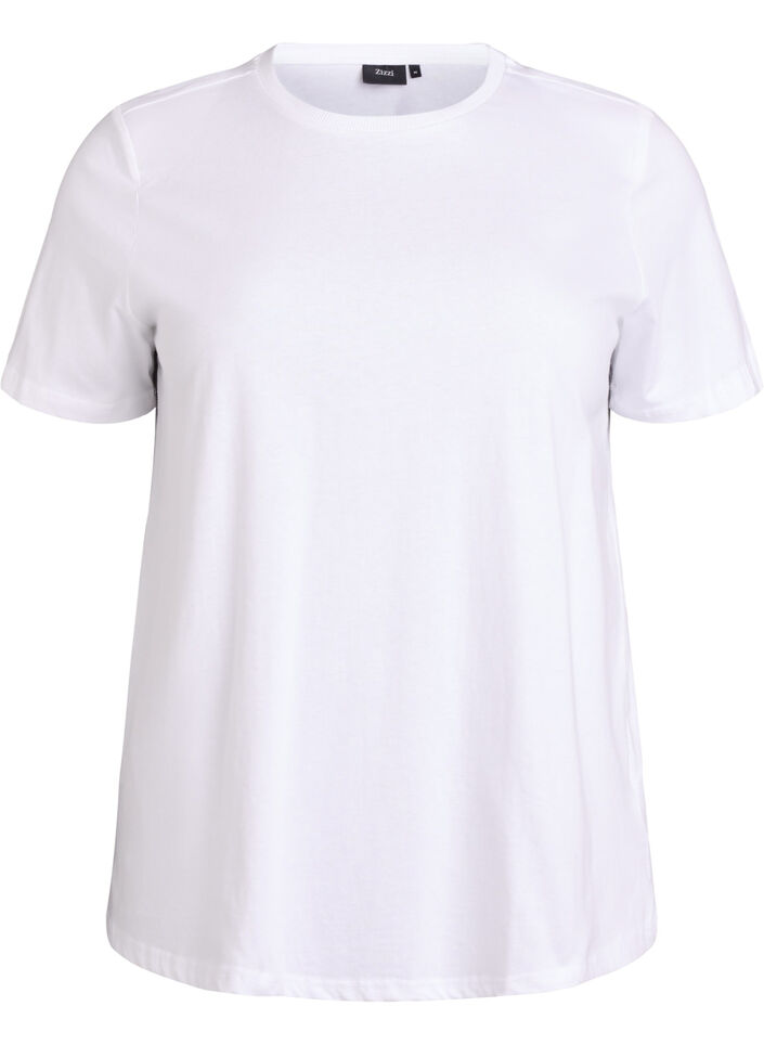 Basic-T-Shirt aus Baumwolle mit Schulterpolstern, Weiß, Packshot image number 0
