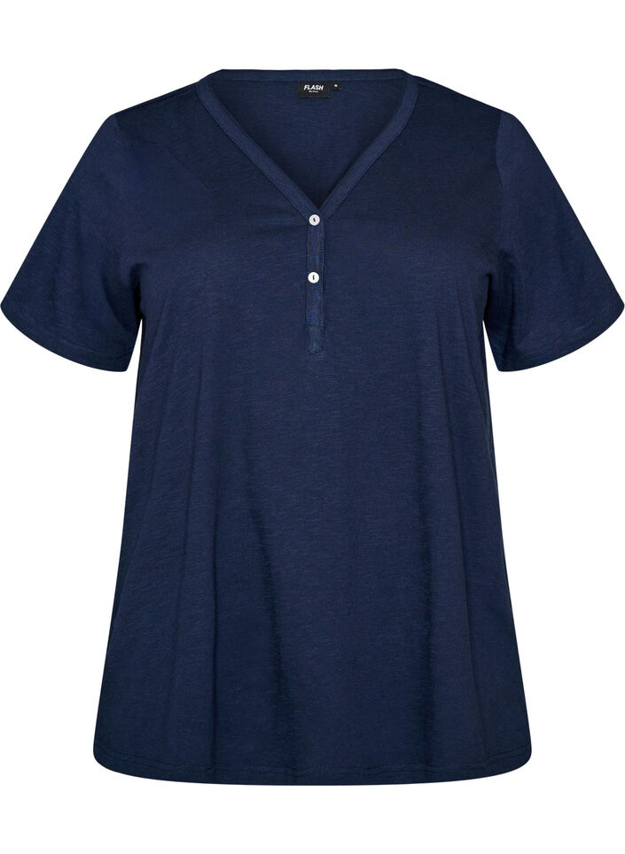 T-Shirt mit Knopfleiste, Blau, Packshot image number 0