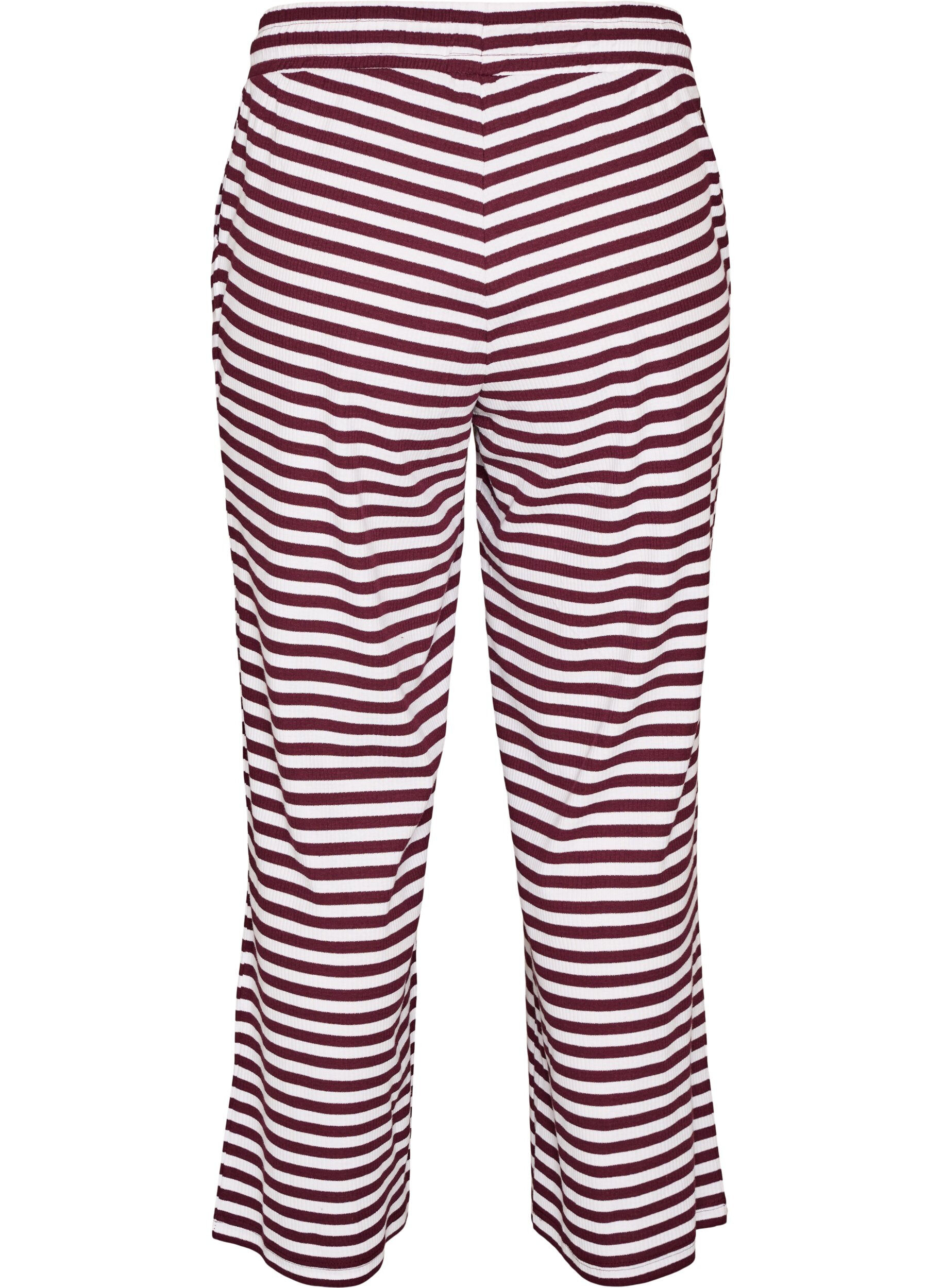 ZizziGestreifte Schlafanzughose mit hoher Taille und weiten Beinen, Rot, Packshot image number 1