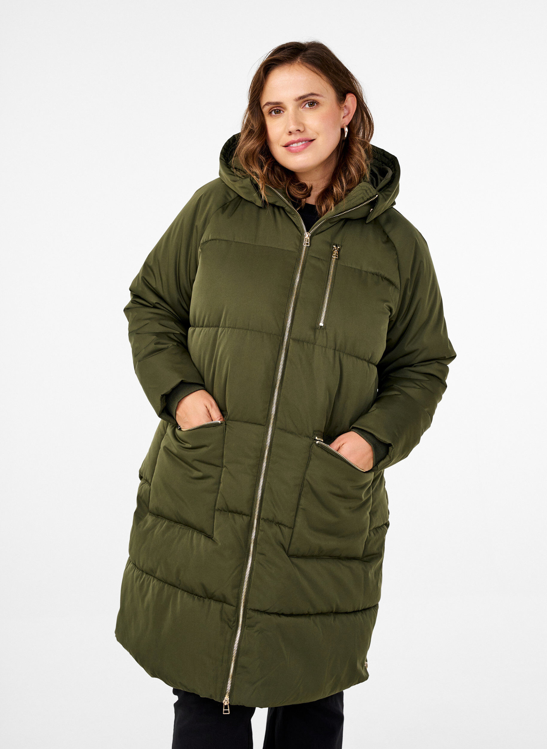 ZizziPufferjacke mit Kapuze, Gr&uuml;n, Model image number 0