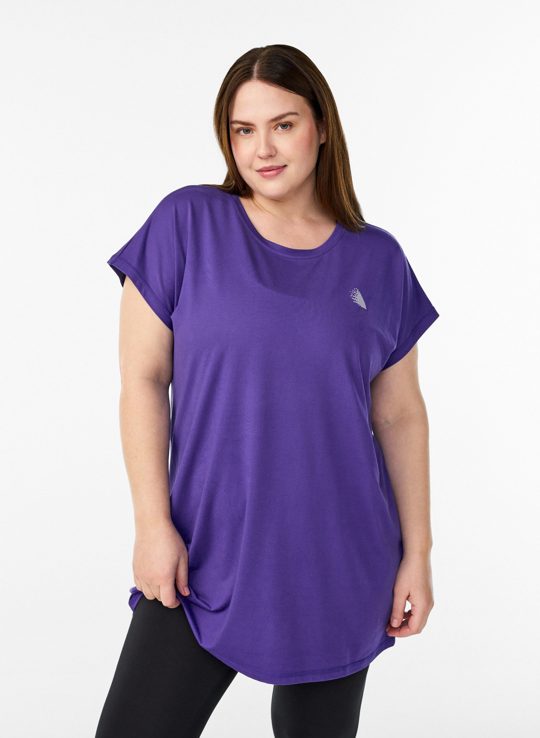 Langes Trainingsshirt, Lila, Model