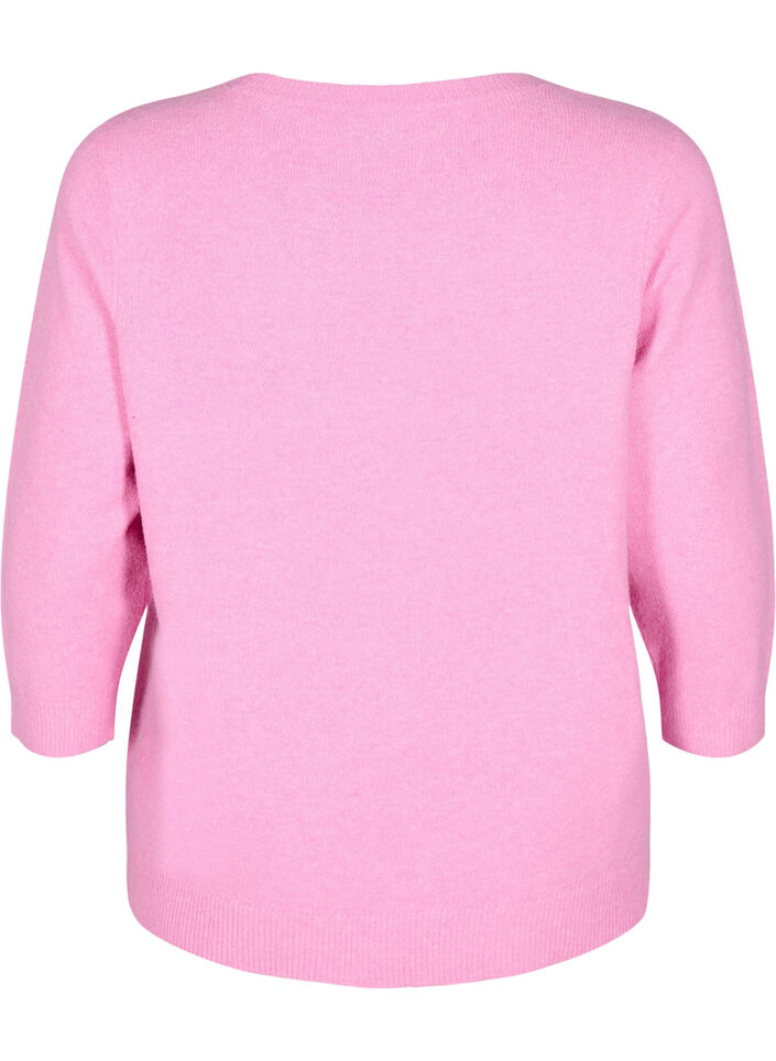 Strickbluse mit floralem Muster und 3/4-Ärmeln, Begonia Pink Mel., Packshot image number 1