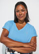 Lockeres Trainings-T-Shirt mit V-Ausschnitt, Blau, Model image number 3