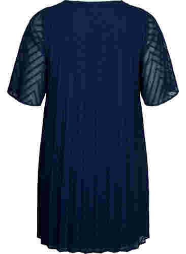 Kurzärmeliges Kleid mit Struktur , Navy Blazer, Packshot image number 1