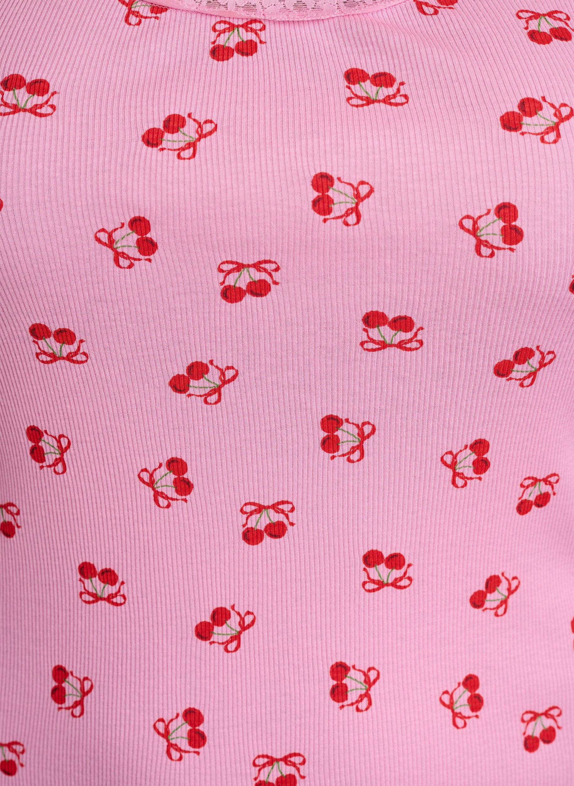 ZizziOberteil mit Aufdruck und Spitzenborte, Pink, Packshot image number 2