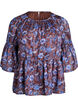 Gebl&uuml;mte Bluse mit R&uuml;schen&auml;rmeln, Braun, Packshot image number 0