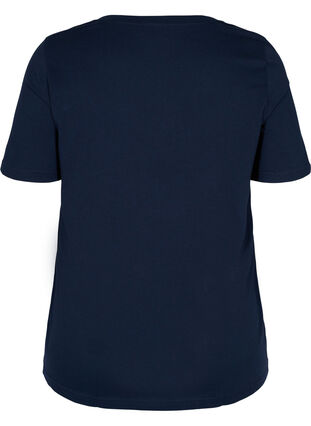 T-Shirt aus Bio-Baumwolle mit V-Ausschnitt, Navy Blazer, Packshot image number 1