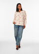 Gebl&uuml;mte Bluse aus Leinen und Viskose mit langen &Auml;rmeln, Vanille, Model image number 1