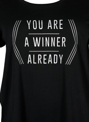 Trainings-T-Shirt mit Print, Black w. Winner, Packshot image number 2