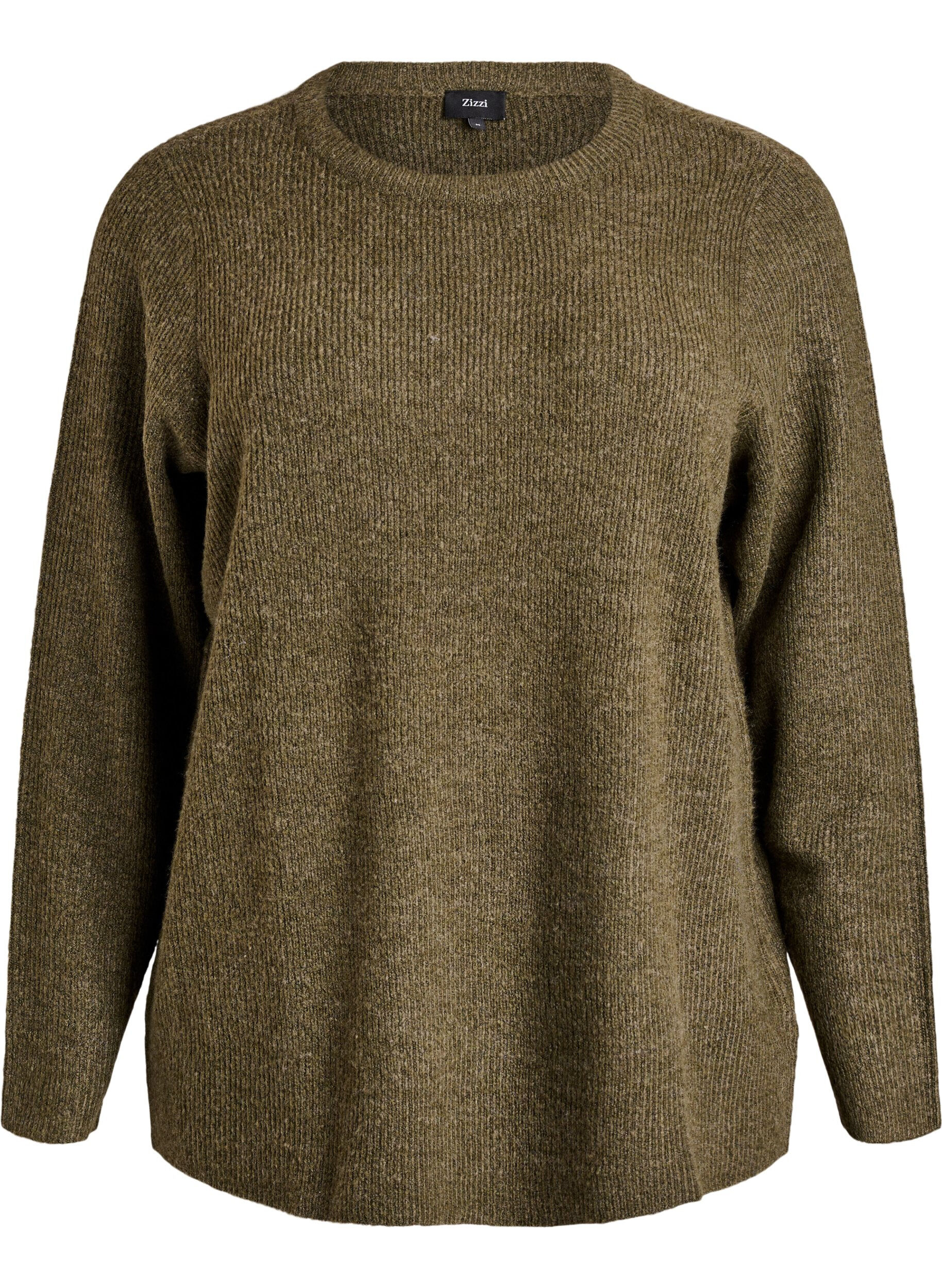 Melierte Strickbluse mit Rundhalsausschnitt