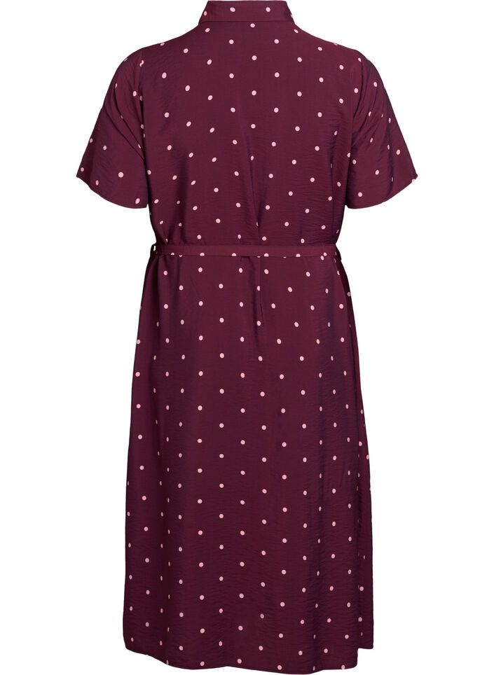 Midikleid aus Hemd mit Polka Dots, Rot, Packshot image number 1