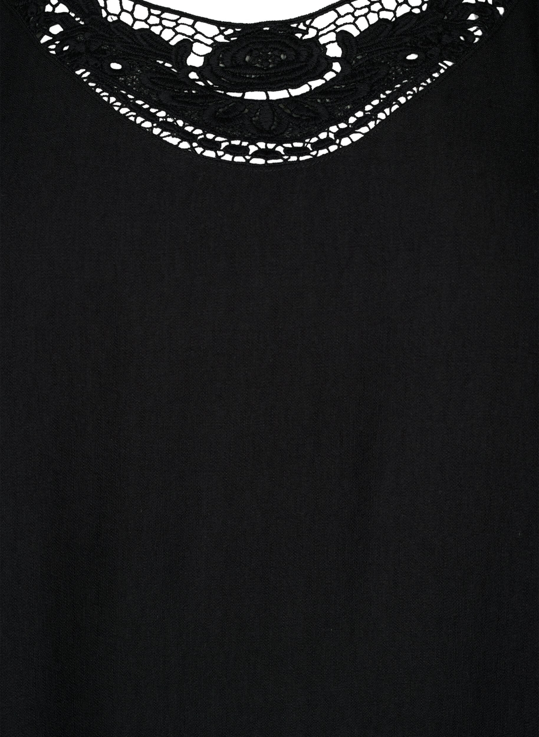 ZizziBluse aus Viskose mit H&auml;keldetails, Black, Packshot image number 2