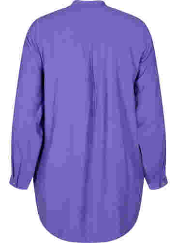 Lange Hemdbluse mit Color-Block, Purple Block, Packshot image number 1