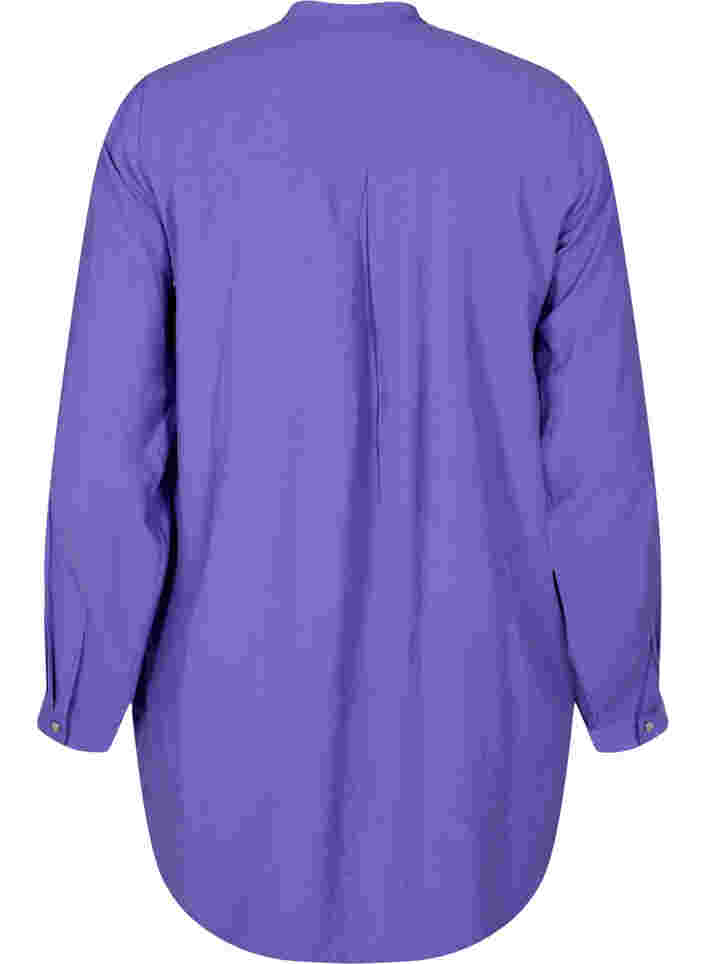 Lange Hemdbluse mit Color-Block, Purple Block, Packshot image number 1