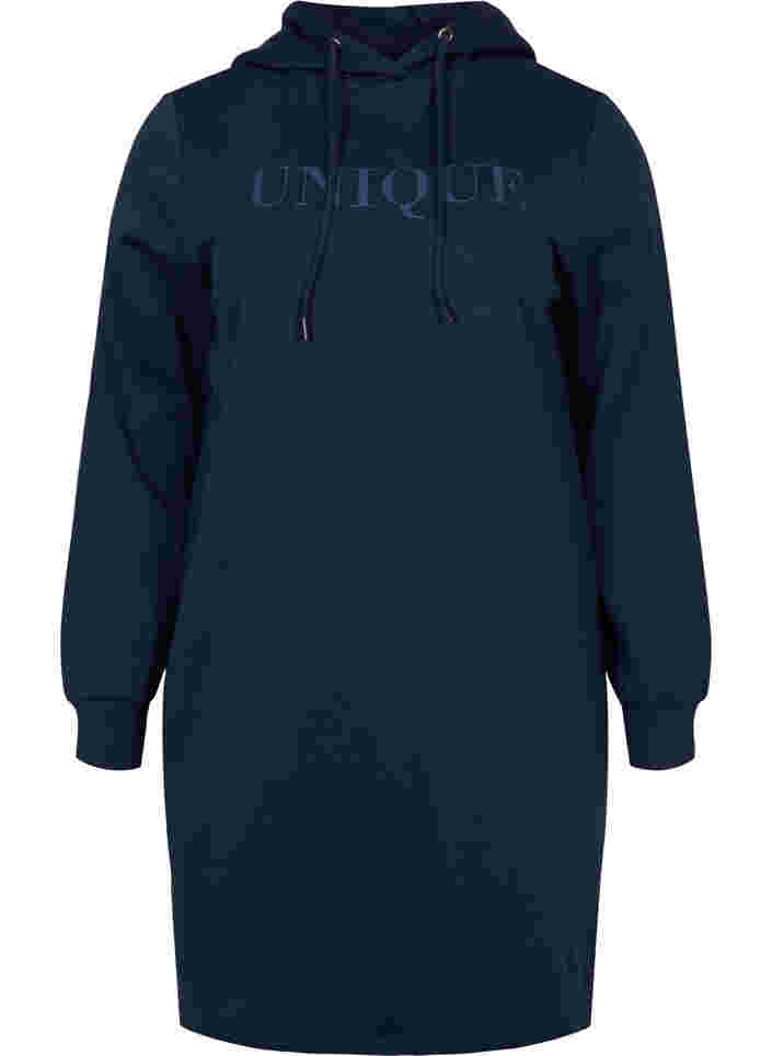 Pulloverkleid mit Kapuze und Schlitz, Navy Blazer, Packshot image number 0