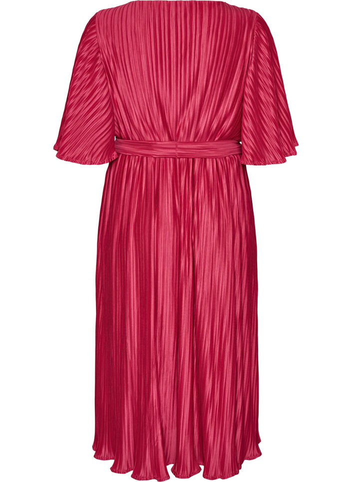 Midikleid mit Plisseefalten und Fledermaus&auml;rmeln, Pink, Packshot image number 1