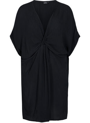 Kurzarm Strandkleid aus Viskose, Black, Packshot image number 0