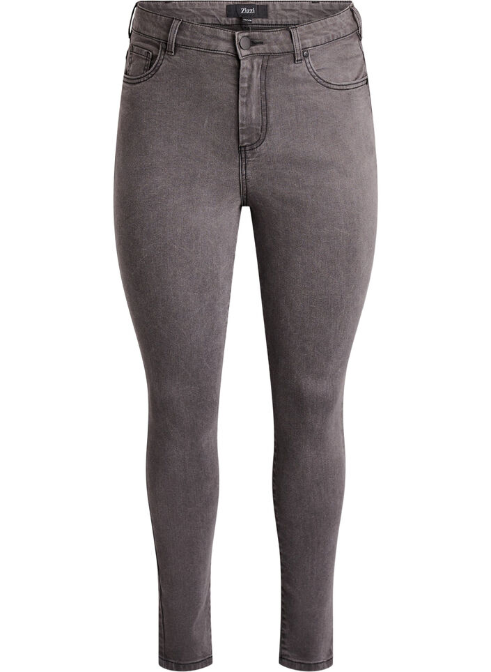 Amy Super Slim Fit Jeans mit hoher Taille, Grau, Packshot image number 0