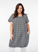 Kurz&auml;rmliges Baumwollkleid mit Aufdruck, Schwarz, Model image number 0
