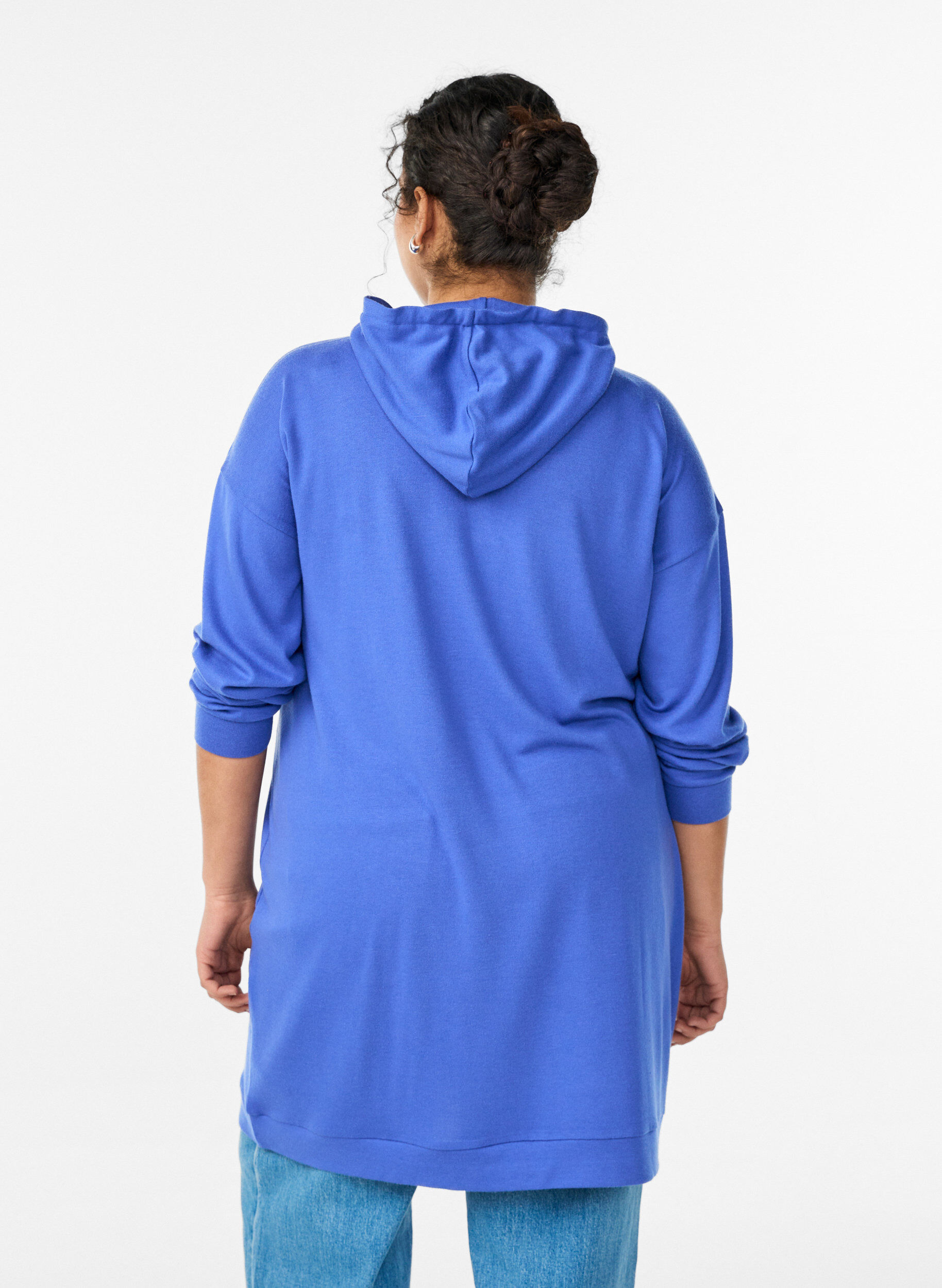 ZizziKurzes Hoodie-Kleid mit K&auml;ngurutasche, Blau, Model image number 2