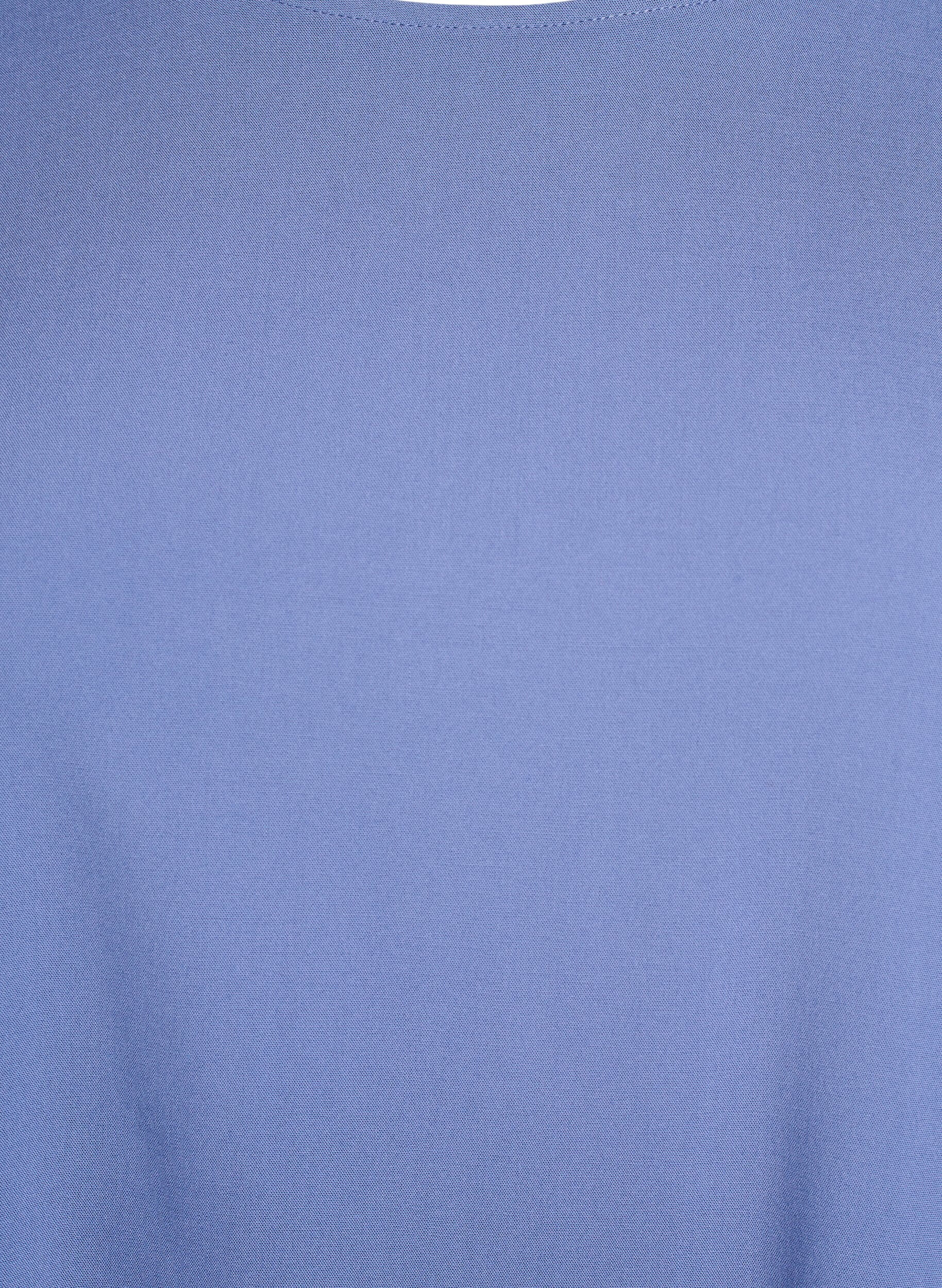 ZizziKurz&auml;rmelige, gewebte Bluse mit Rundhals, Blau, Packshot image number 2