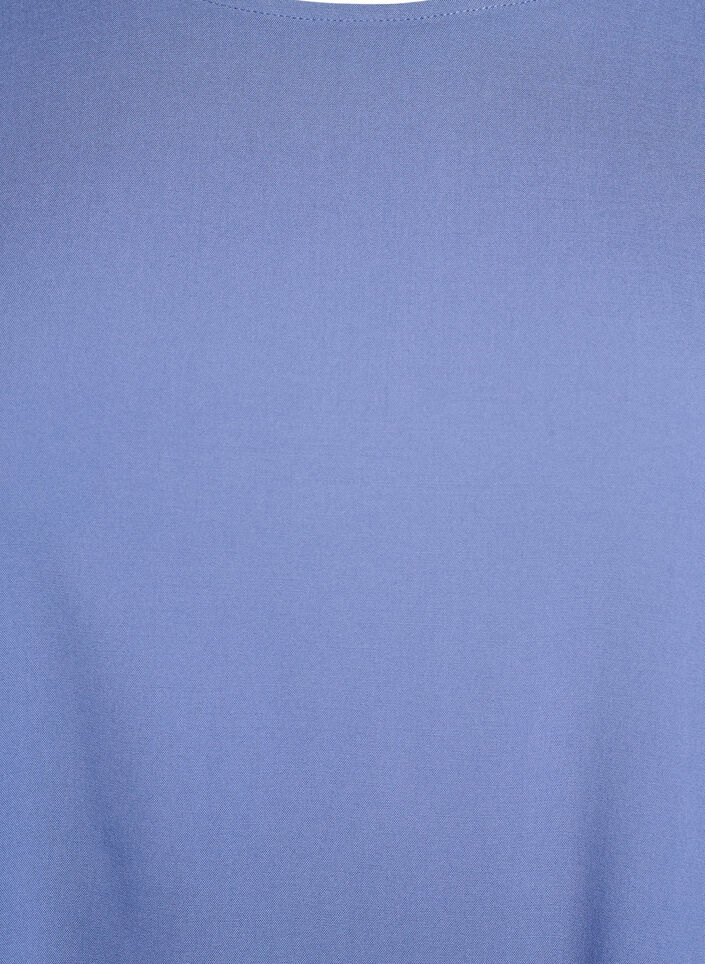 Kurz&auml;rmelige, gewebte Bluse mit Rundhals, Blau, Packshot image number 2