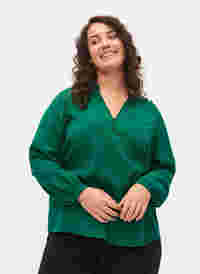 Langärmelige Bluse aus Viskosemischung, Evergreen, Model
