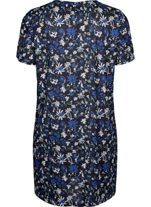 FLASH - Kleid mit Blumenmuster und kurzen Ärmeln, Black Blue Green AOP, Packshot image number 1