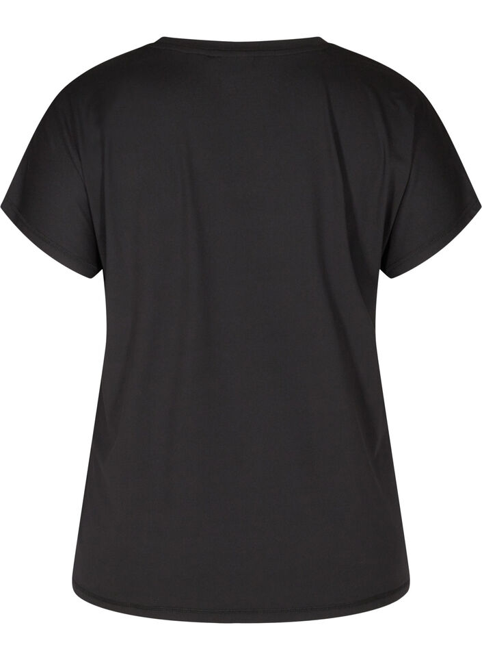 Lockeres Trainings-T-Shirt mit V-Ausschnitt, Schwarz, Packshot image number 1