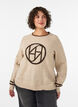 Pullover mit Logo und Kontraststreifen, Beige, Model image number 0