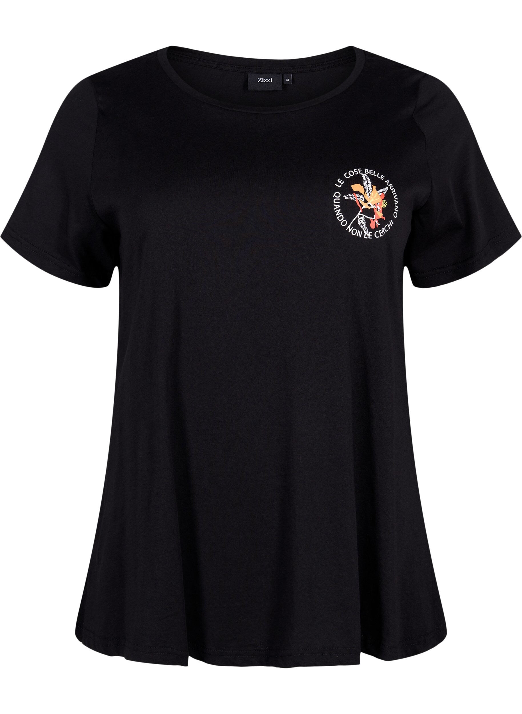 ZizziT-Shirt aus Baumwolle mit Aufdruck, Black W. Chest print, Packshot image number 0