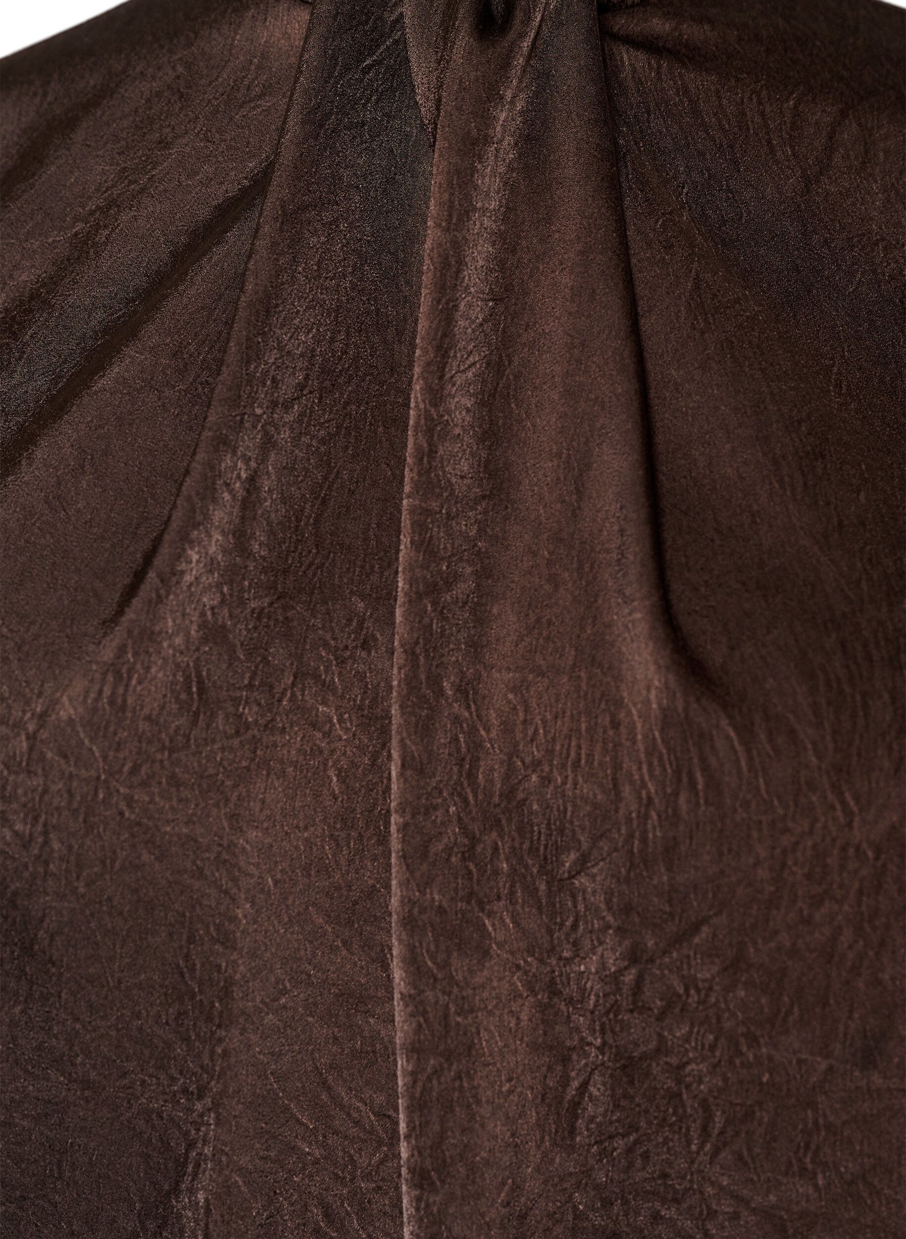 ZizziBluse im Satin-Look mit Ballonform, Braun, Packshot image number 2