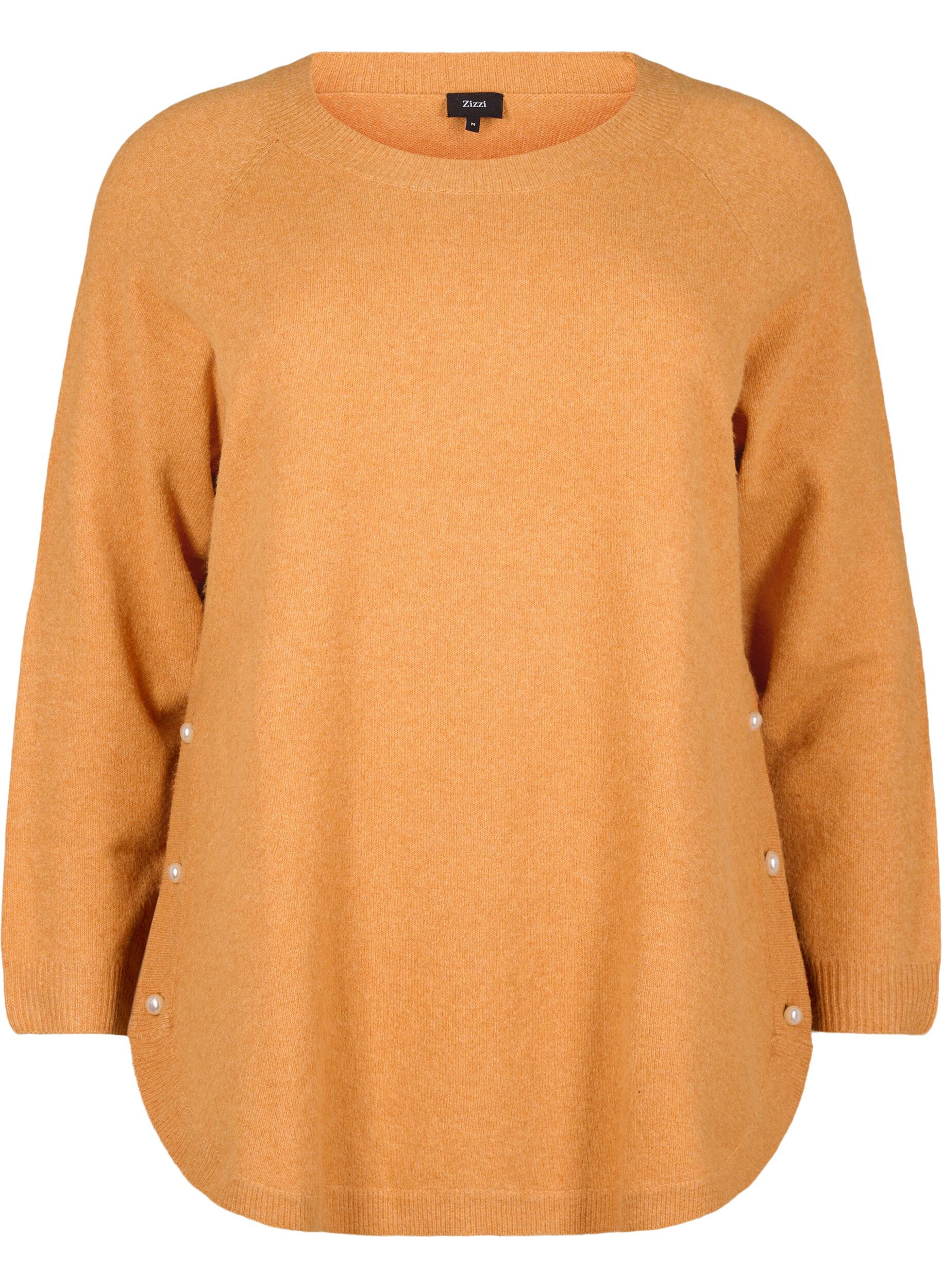 ZizziStrickbluse mit Perlendetails, Yam White Mel., Packshot image number 0