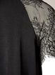 Bluse mit kurzen &Auml;rmeln aus Spitze und hohem Kragen, Schwarz, Packshot image number 3