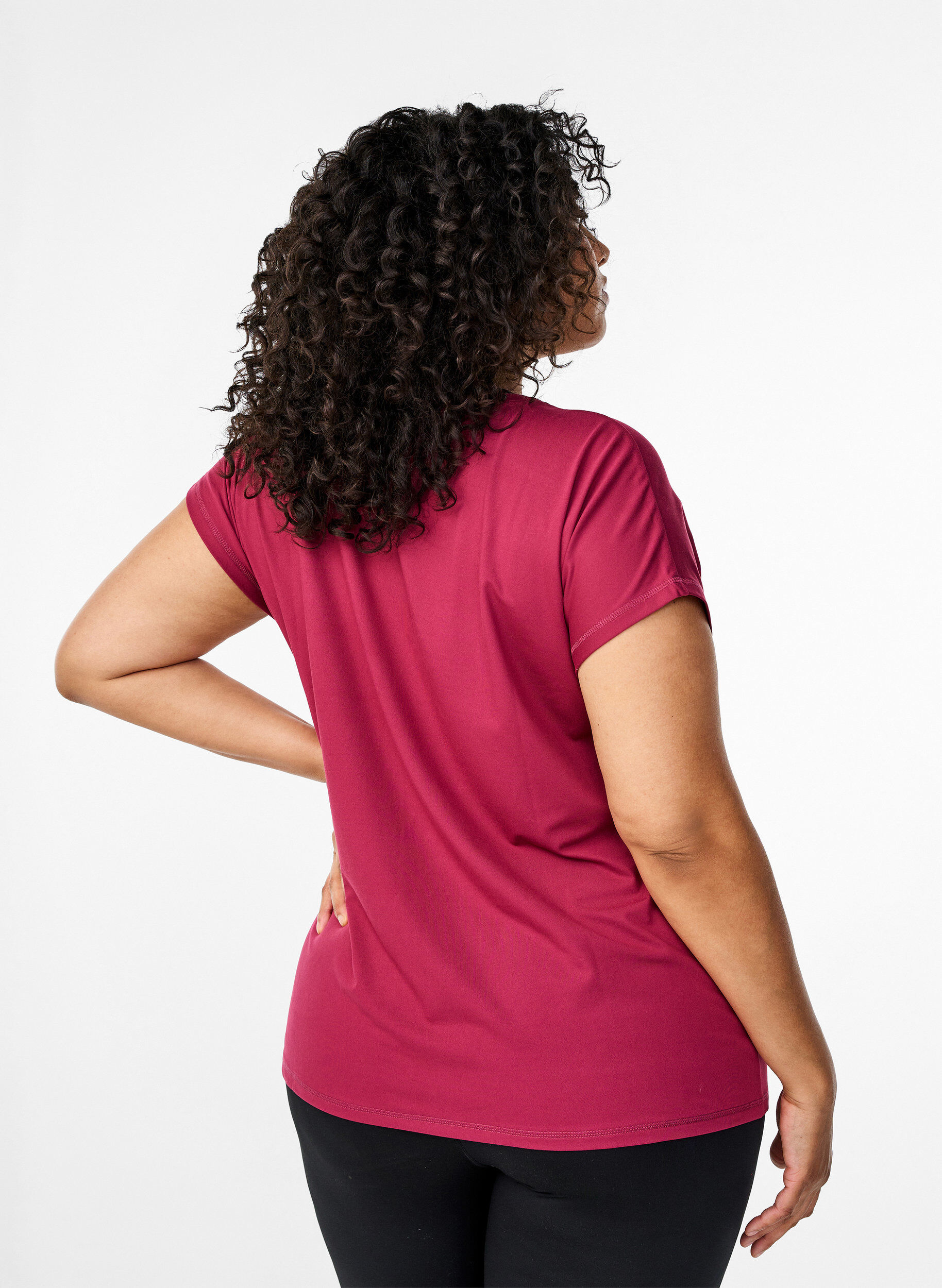 ZizziUnifarbenes T-Shirt f&uuml;rs Training, Rot, Model image number 2